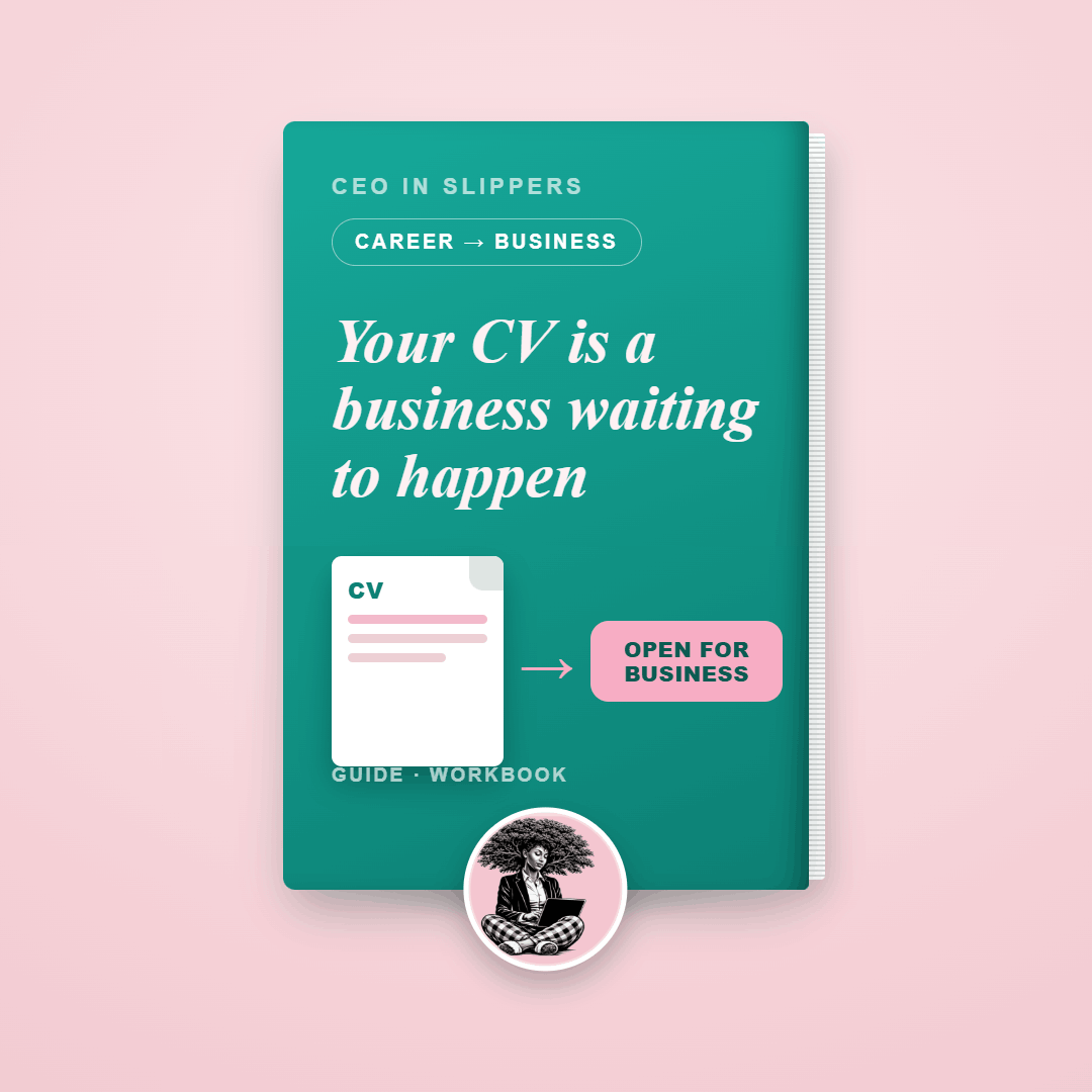 Workbook cover on turning your work experience into online income, for women, CEO In Slippers